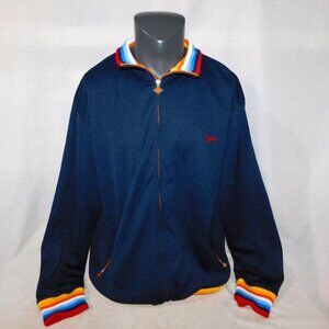 Retro ENYCE Blue Rainbow Cuff Hem Full Zip Track Jacket mens L